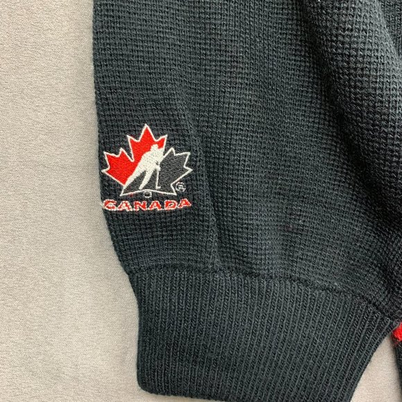 Vintage Nike NHL Men Sweater Large Black Collared Long Sleeve Team Canada Hockey - Picture 3 of 9